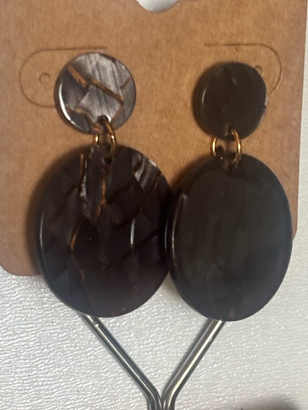 Classic Round Drop Earrings in Dark Brown